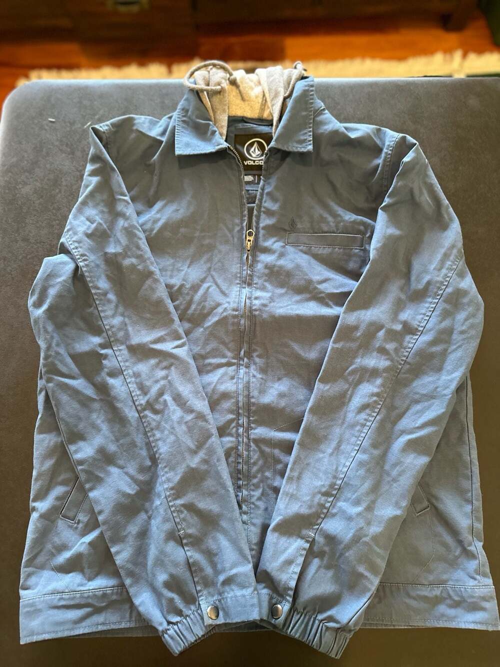 Volcom Blue Full-Zip Hooded Utility Jacket Mens Size Large